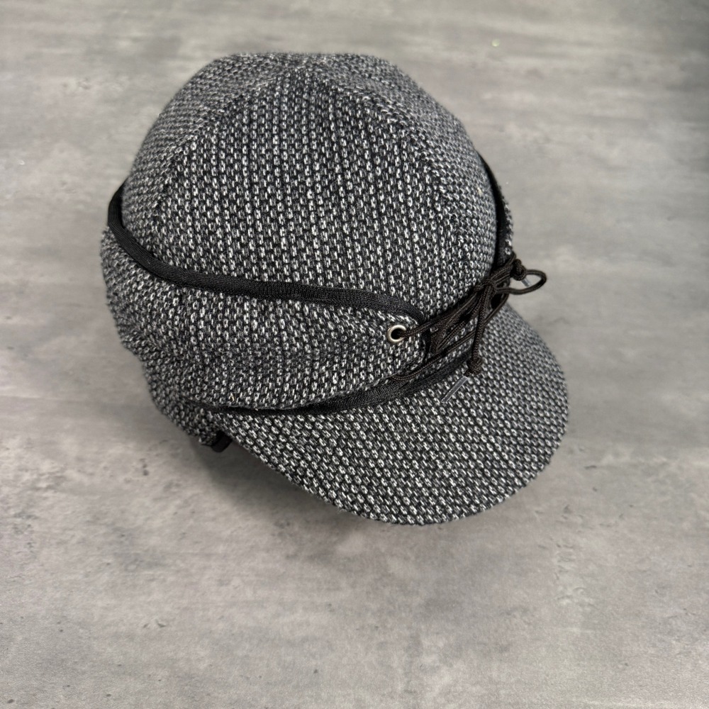CrownCap Railroad Hunting Cap Mens 7 1/8 Gray Wool Blend Ear Flap Hat Canada NEW
